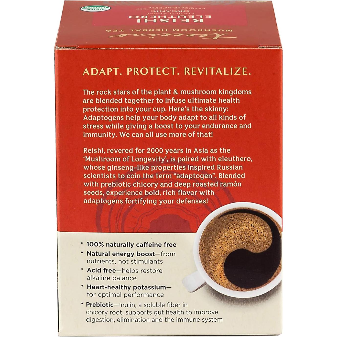 Té Herbal Adaptogénico Teeccino Reishi Eleuthero - 10 Bolsitas