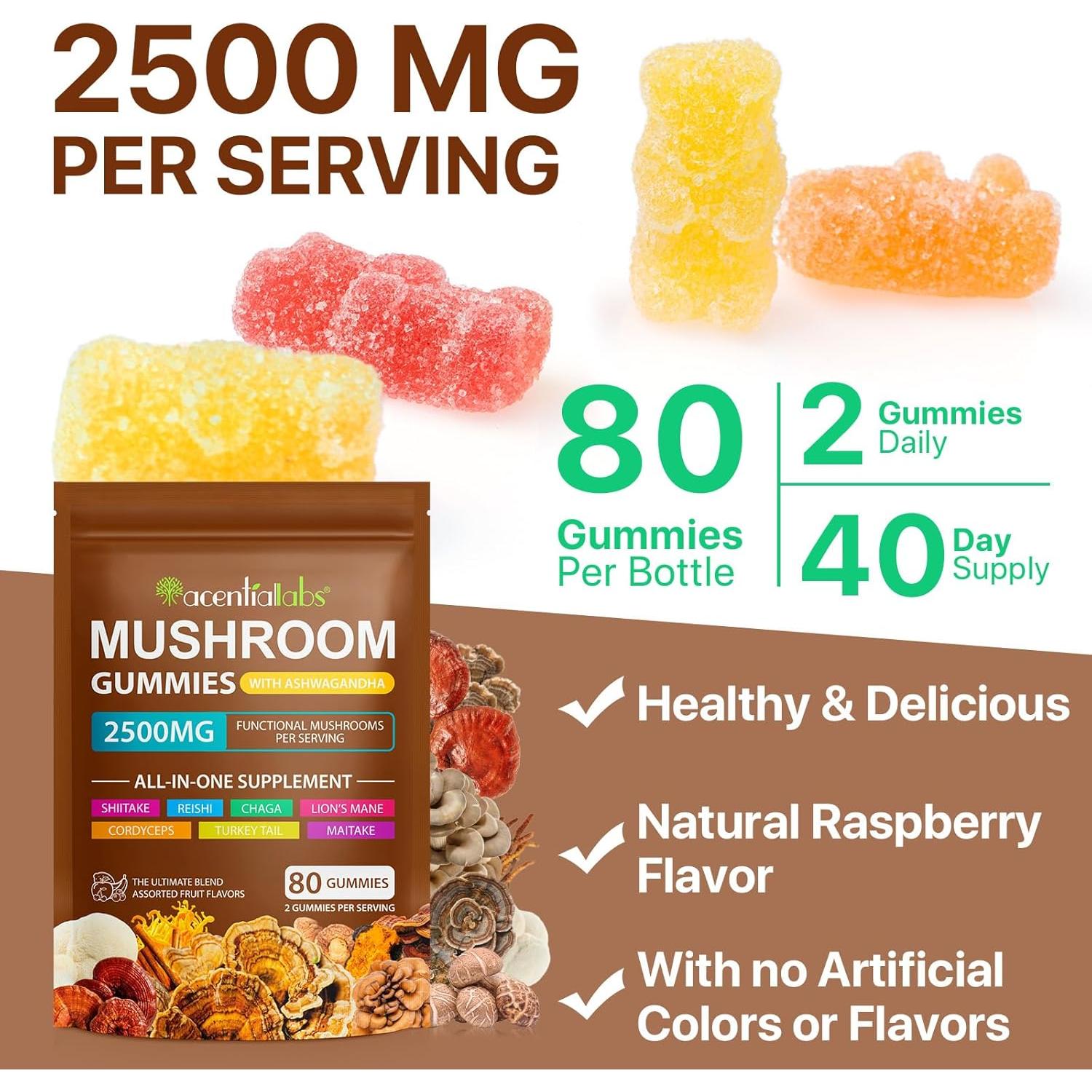 Gominolas de Hongo Melena de León Orgánico Newseel - 80 Unidades