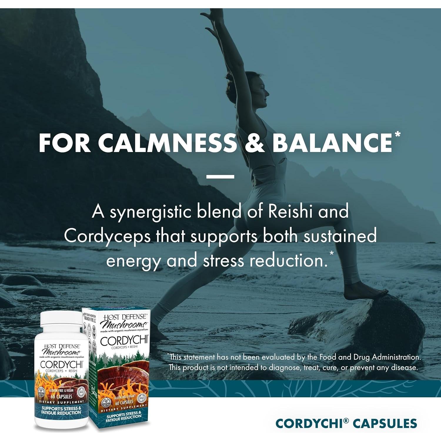 Cápsulas Host Defense CordyChi 60 Unidades - Suplemento Energético y Inmunológico