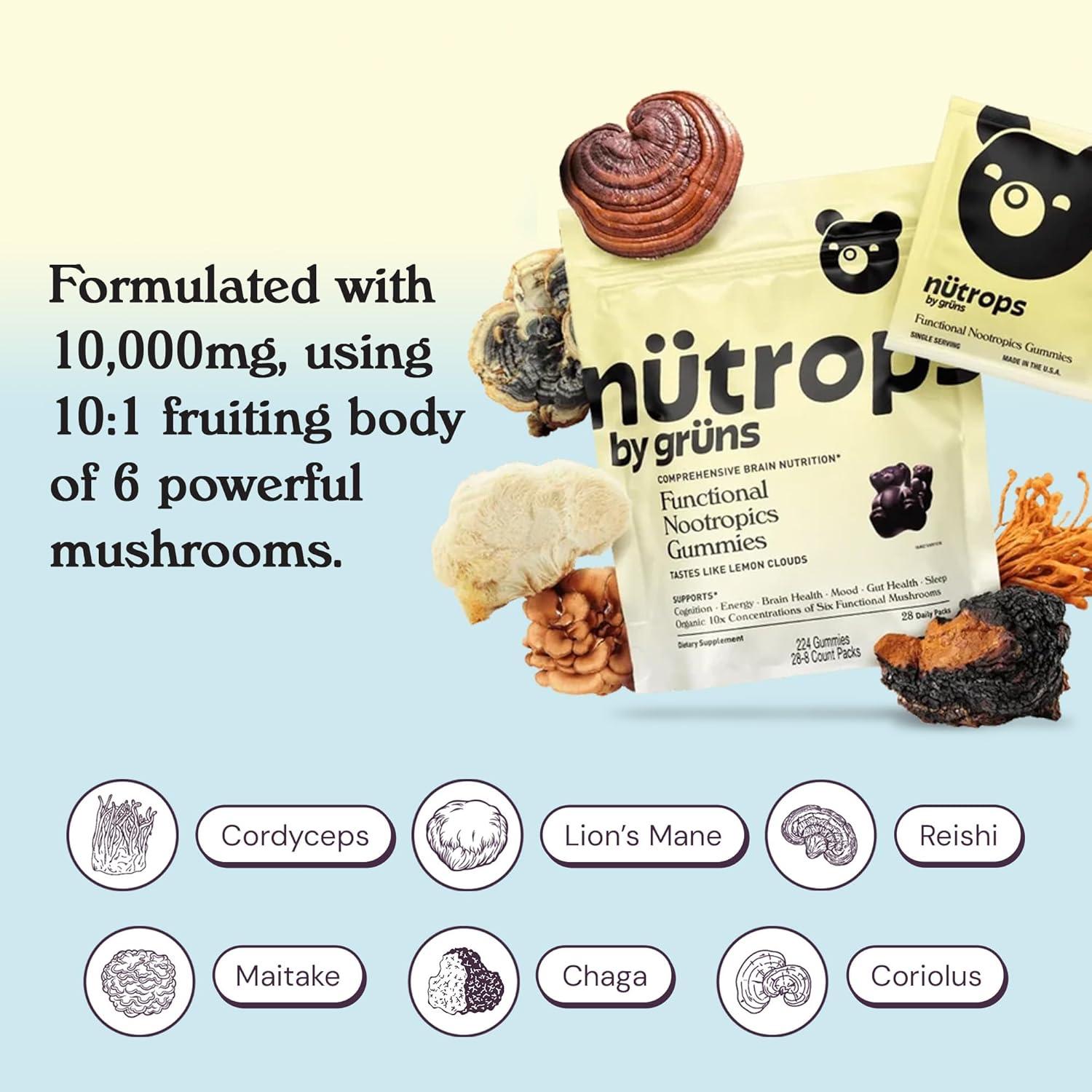 Gomitas Nutrops Gruns Melena de León 28 Paquetes 10,000 mg