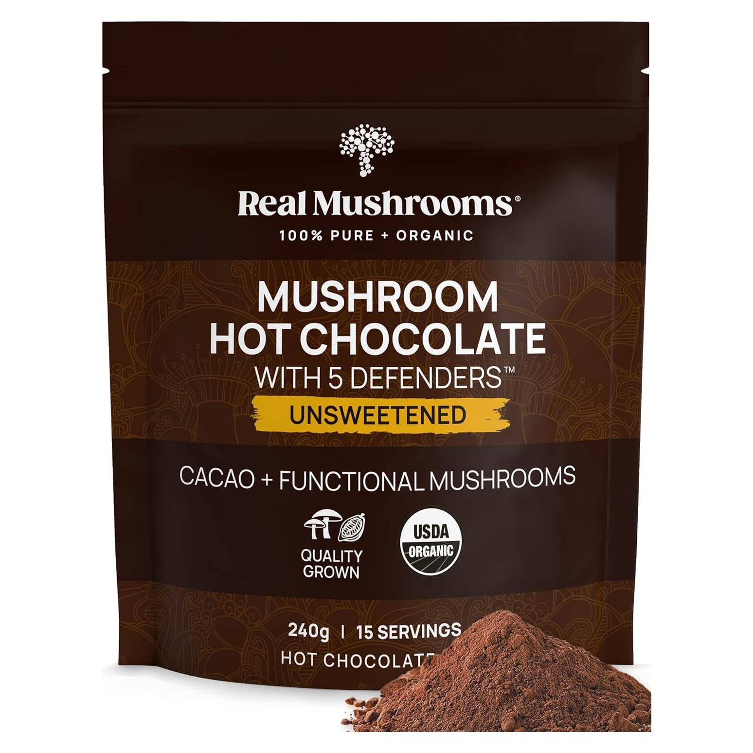 Mezcla de Chocolate Caliente Sin Azúcar Real Mushrooms 240g