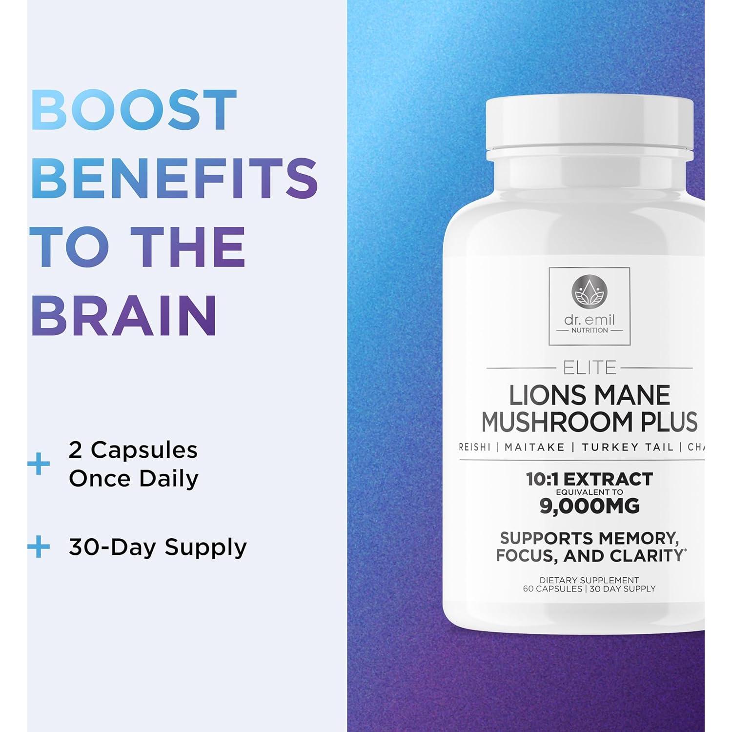 Suplemento Nootrópico Melena de León 9000mg Dr. Emil Nutrition