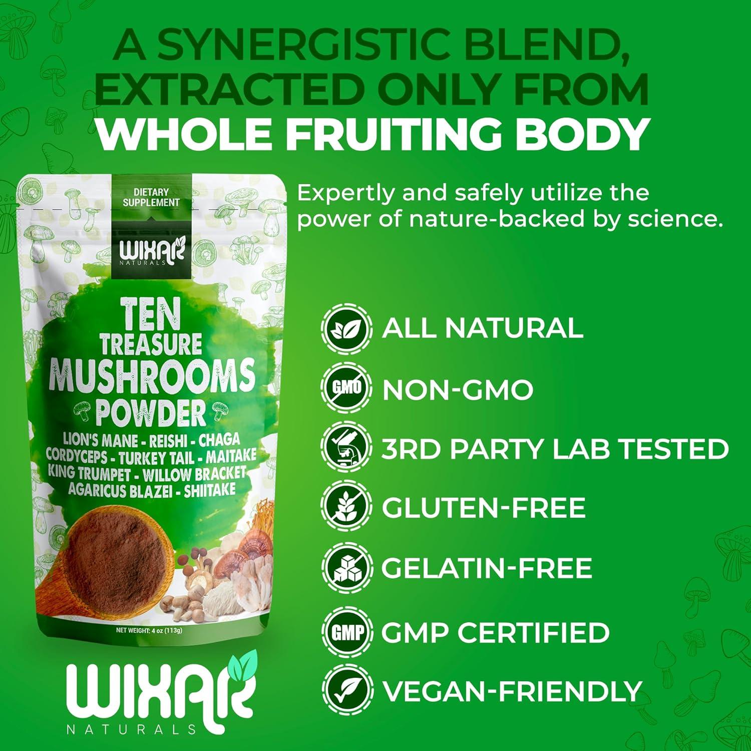 Polvo de Champiñón 10 en 1 Wixar Naturals 113g Suplemento