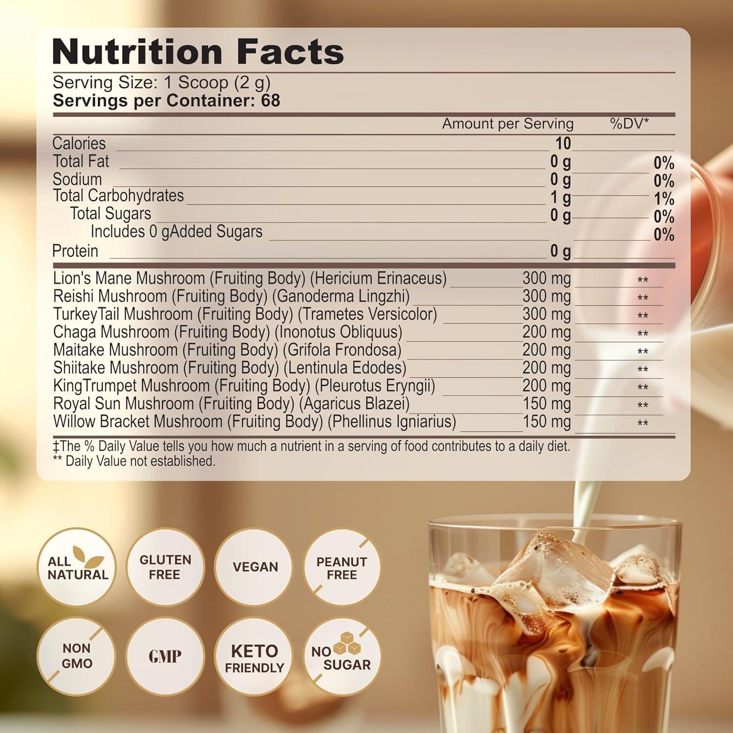 Café de Hongo Orgánico Rasstenix - 9 Adaptógenos - 60 Porciones