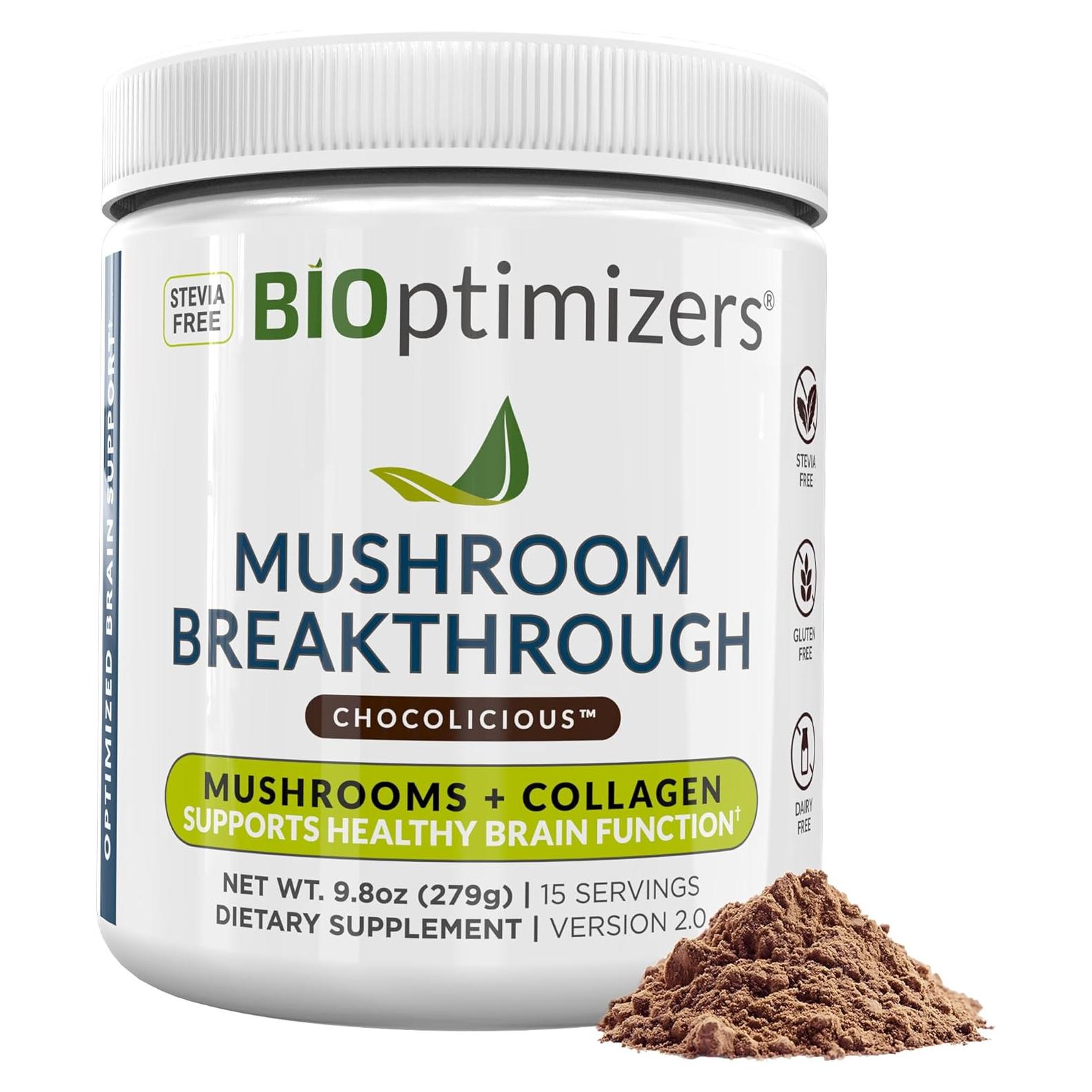 Bebida de Chocolate BIOptimizers con Hongos Adaptogénicos 15 Porciones