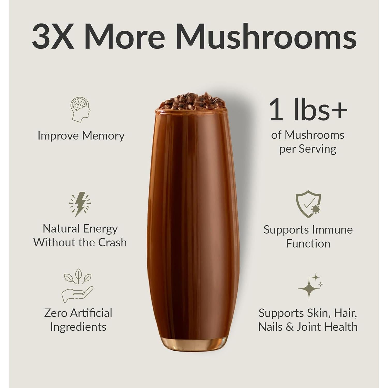 Bebida de Chocolate BIOptimizers con Hongos Adaptogénicos 15 Porciones