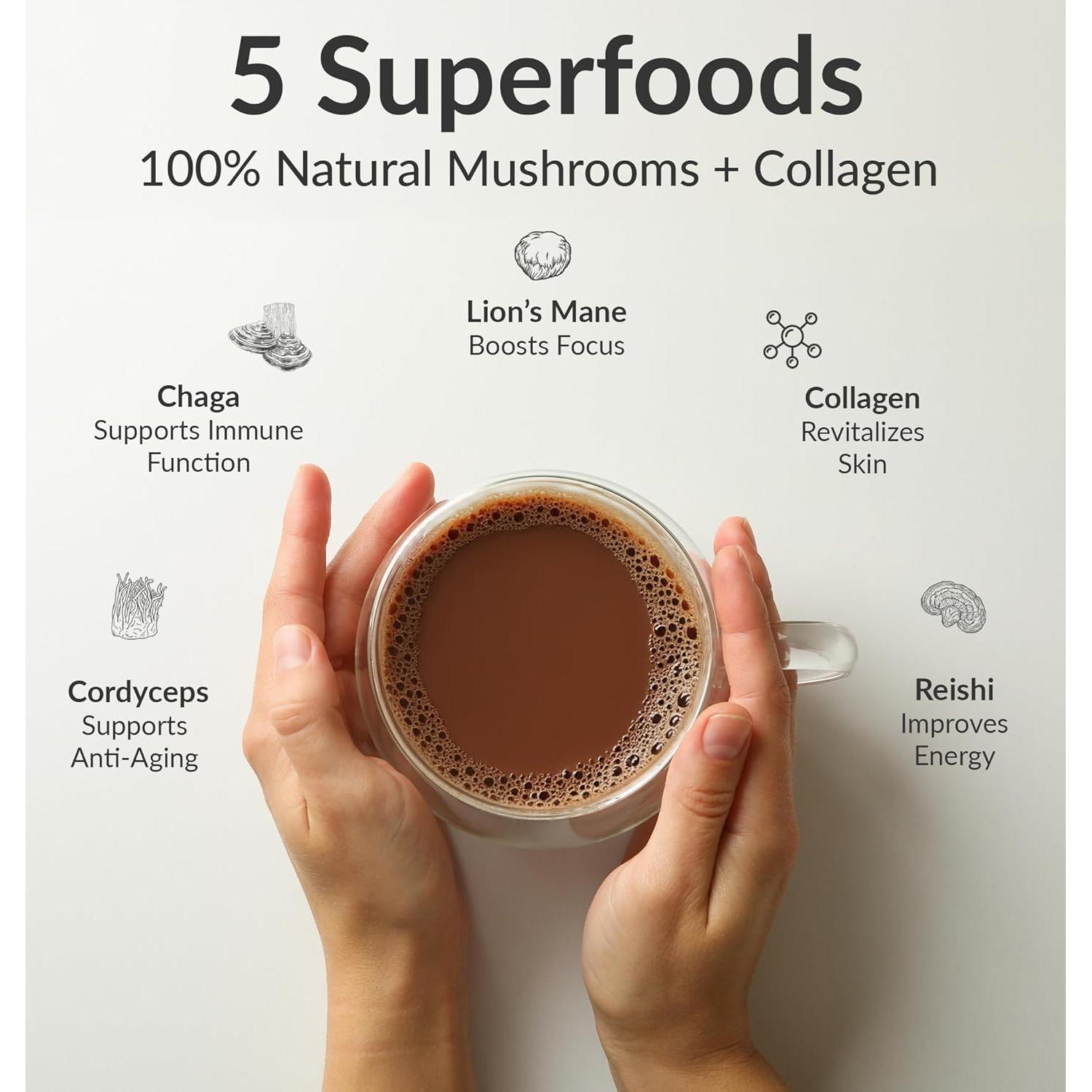 Bebida de Chocolate BIOptimizers con Hongos Adaptogénicos 15 Porciones