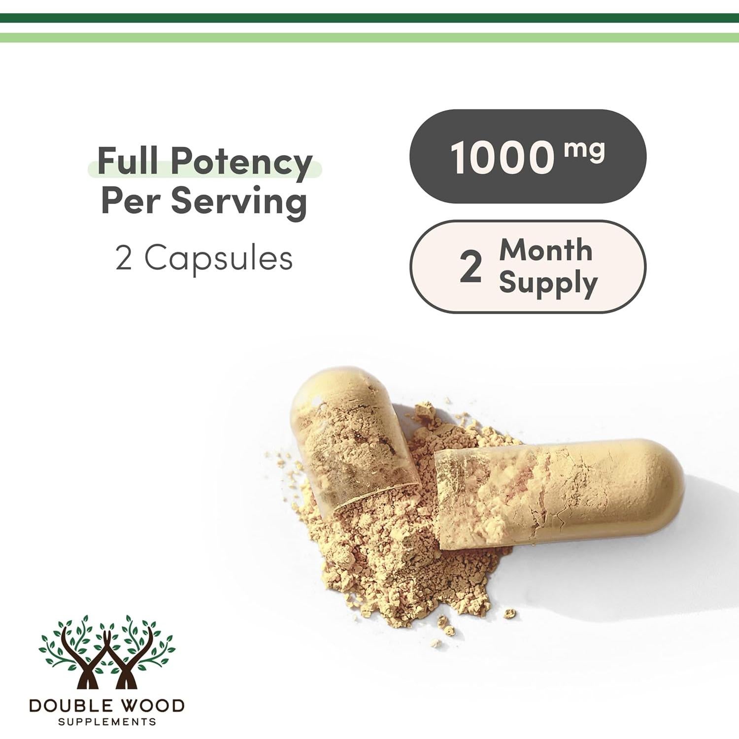 Suplemento de Hongos Double Wood 1000mg - 120 Cápsulas