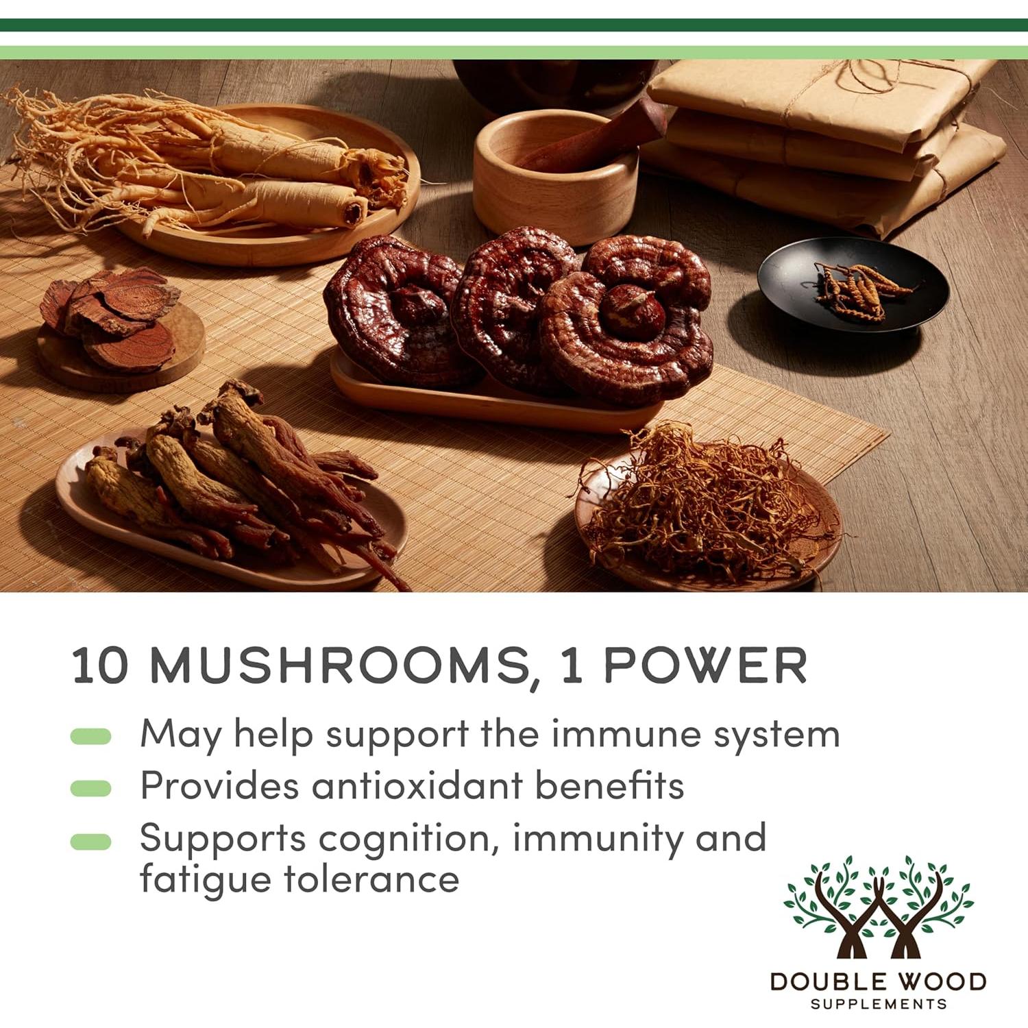 Suplemento de Hongos Double Wood 1000mg - 120 Cápsulas