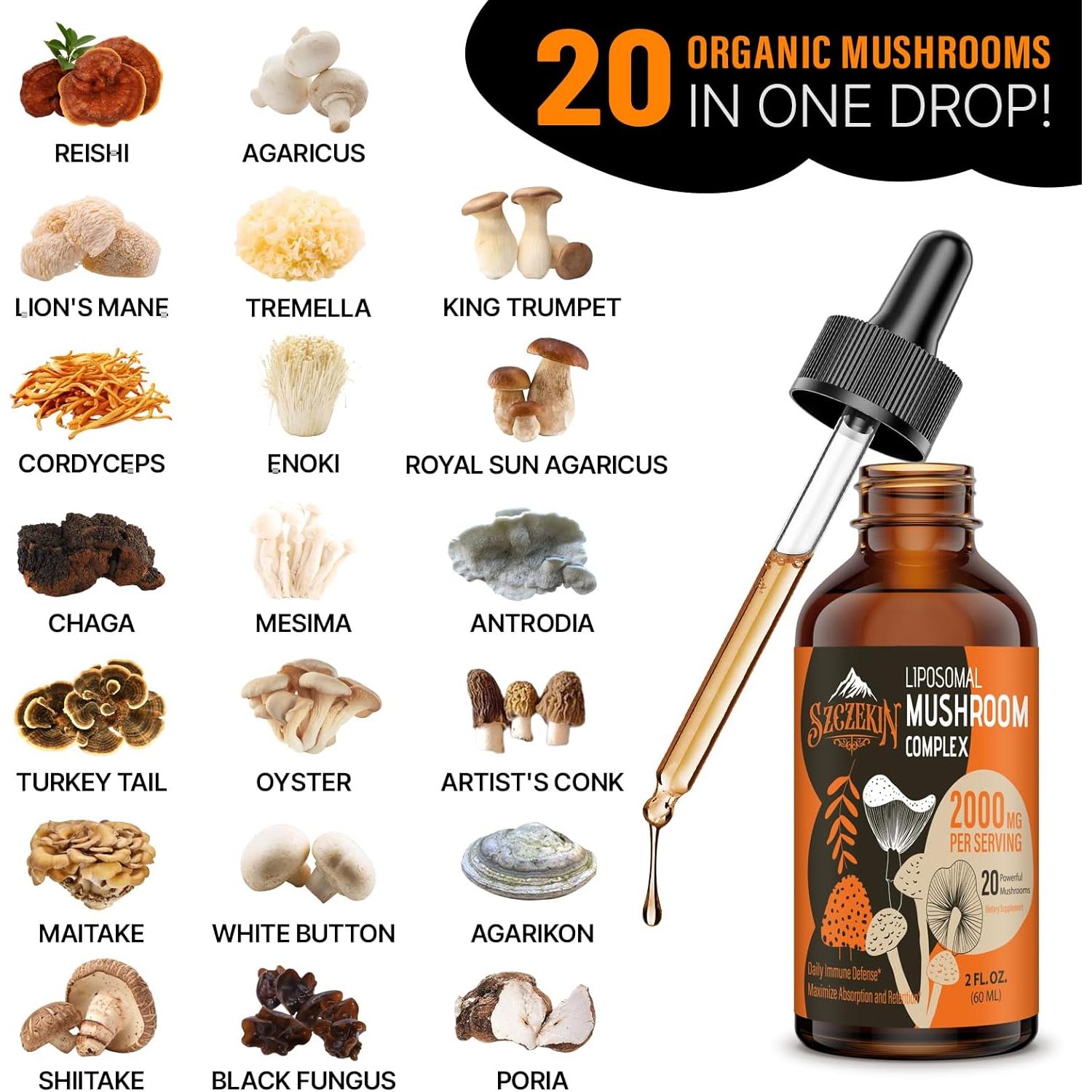 Gotas Liposomales de Champiñones SZCZEKIN 2000 mg - 60 ml