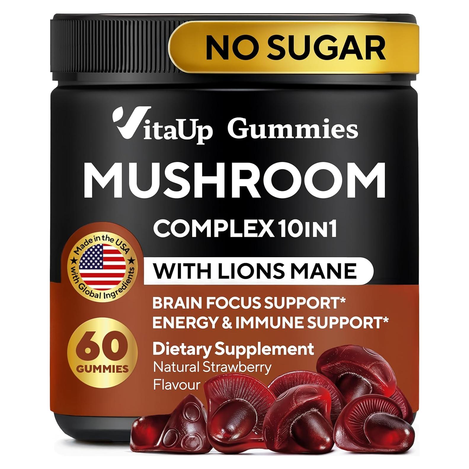 Gomitas de Hongo VitaUp 10 en 1 - Soporte Cognitivo e Inmunológico - 60 Unidades