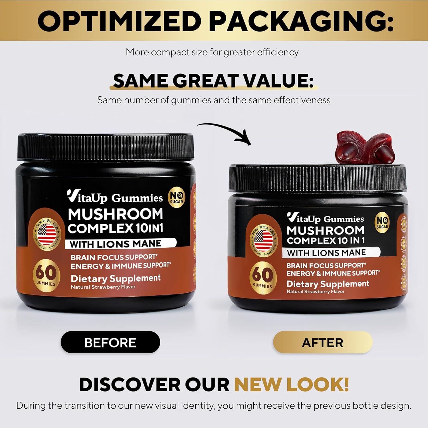 Gomitas de Hongo VitaUp 10 en 1 - Soporte Cognitivo e Inmunológico - 60 Unidades