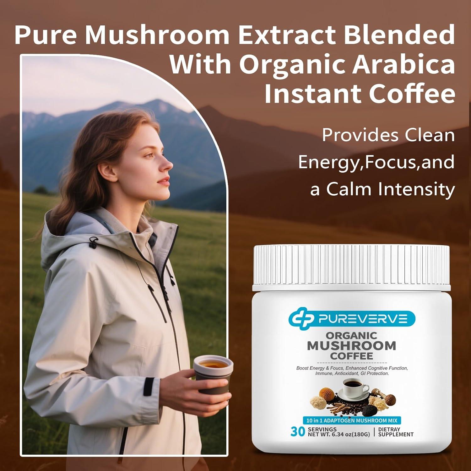 Café de Hongo Orgánico Pureverve 30 Porciones - 10 Hongos