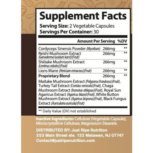 Complejo Ultra de Champiñones Just Ripe - 60 Cápsulas