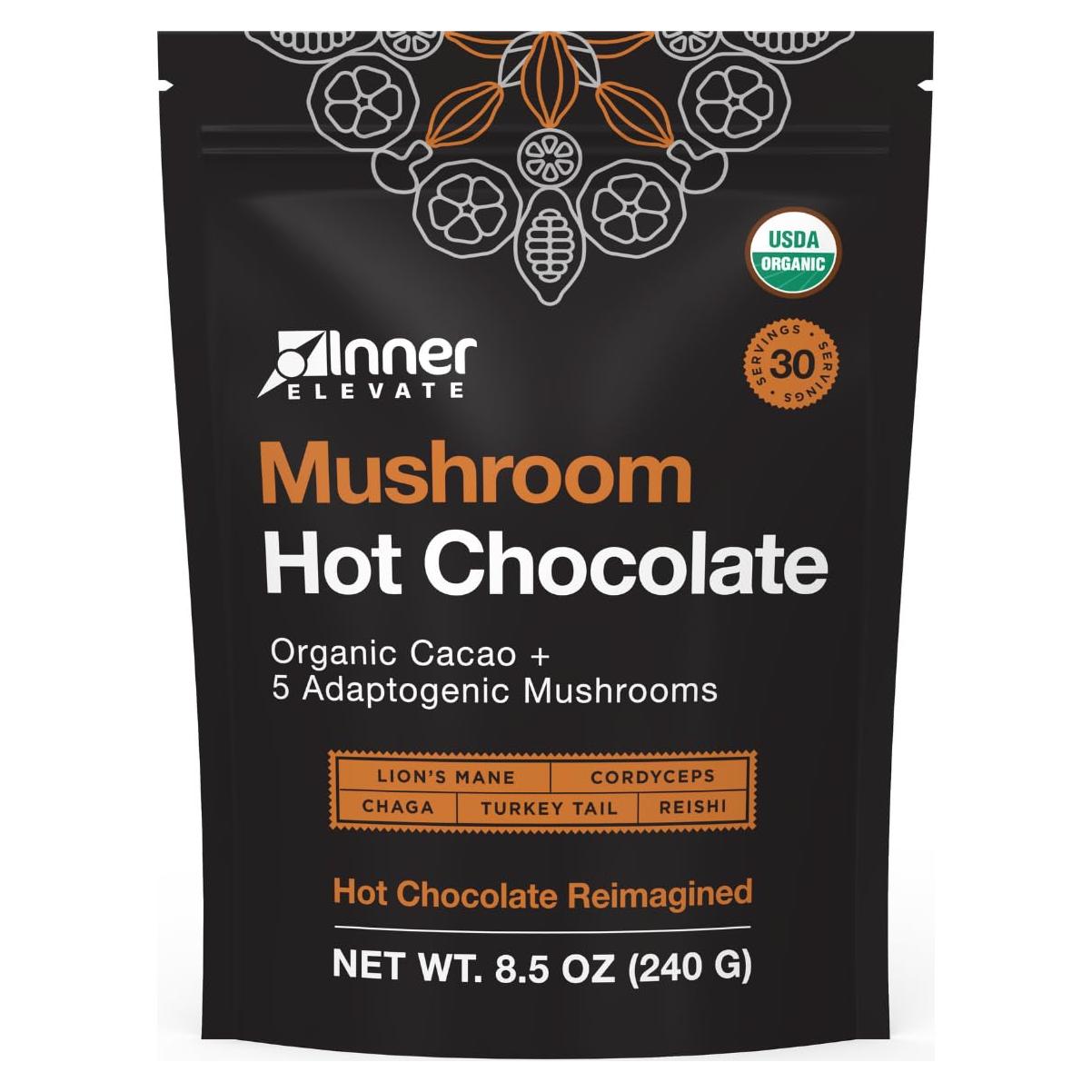 Chocolate Caliente Orgánico Inner Elevate con 5 Champiñones - 30 Porciones