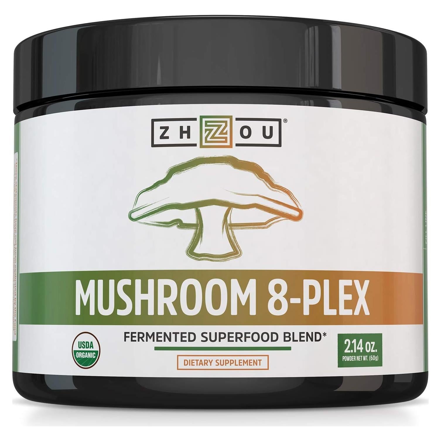 Polvo de Hongo Orgánico Zhou Nutrition 8-Plex 60.78 g