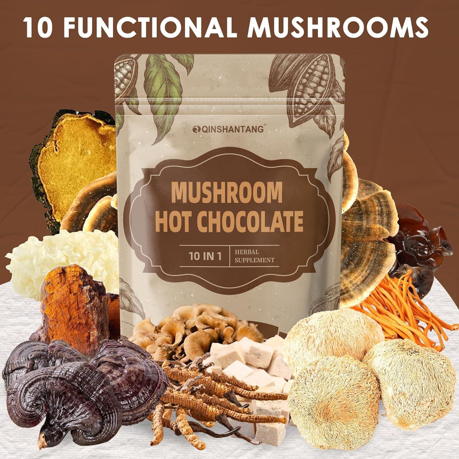 Chocolate Caliente de Hongo QINSHANTANG 240g - 10 Hongos Energéticos