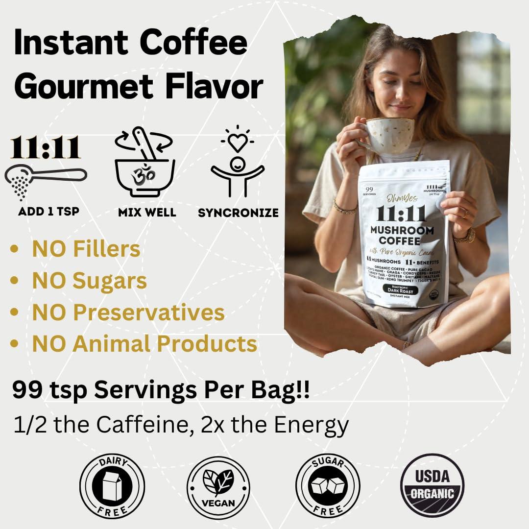 Café de Champiñones Orgánico OhmYes 1111 con Cacao 198g