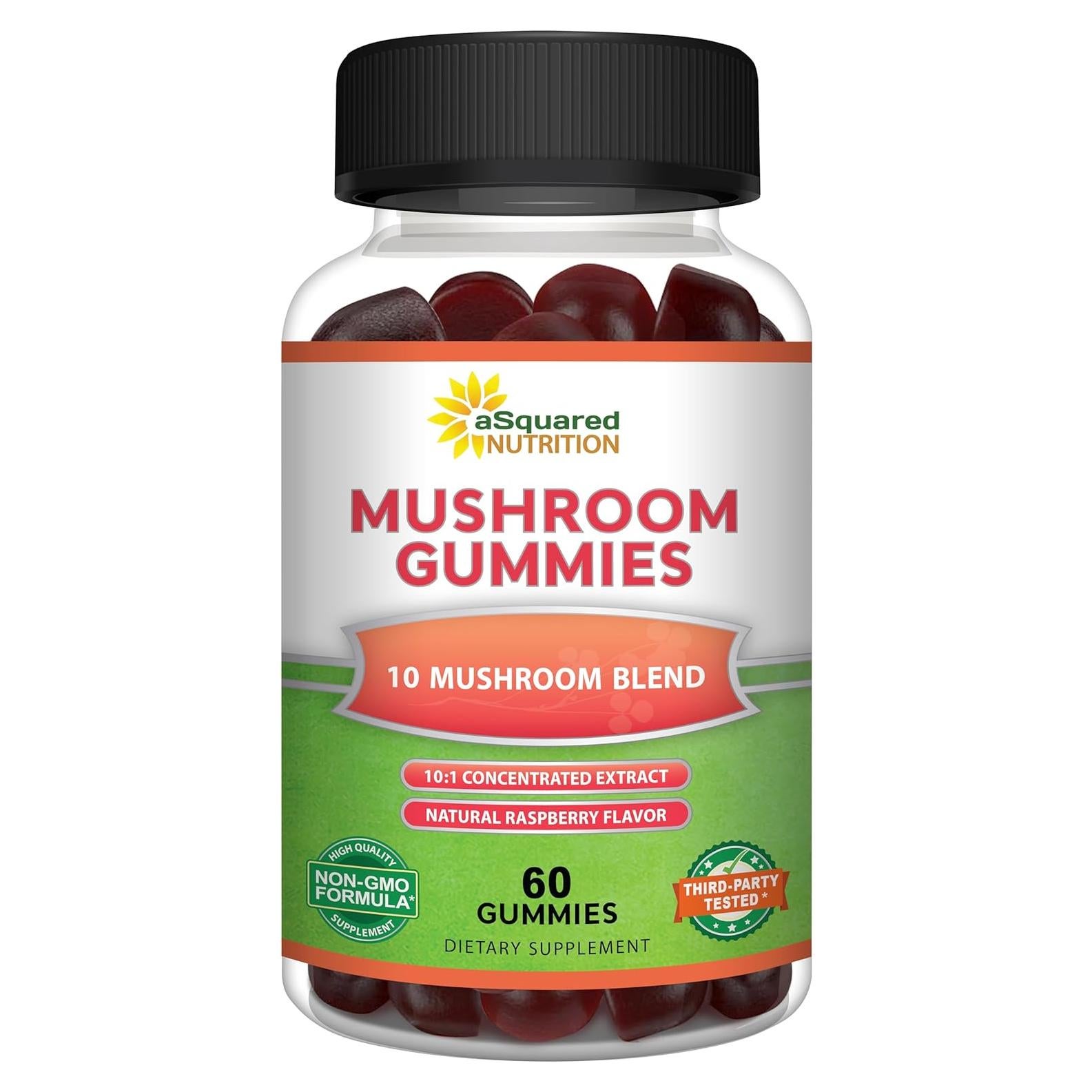 Gominolas de Champiñón aSquared Nutrition - 10x Melena de León, Reishi, Energía y Enfoque
