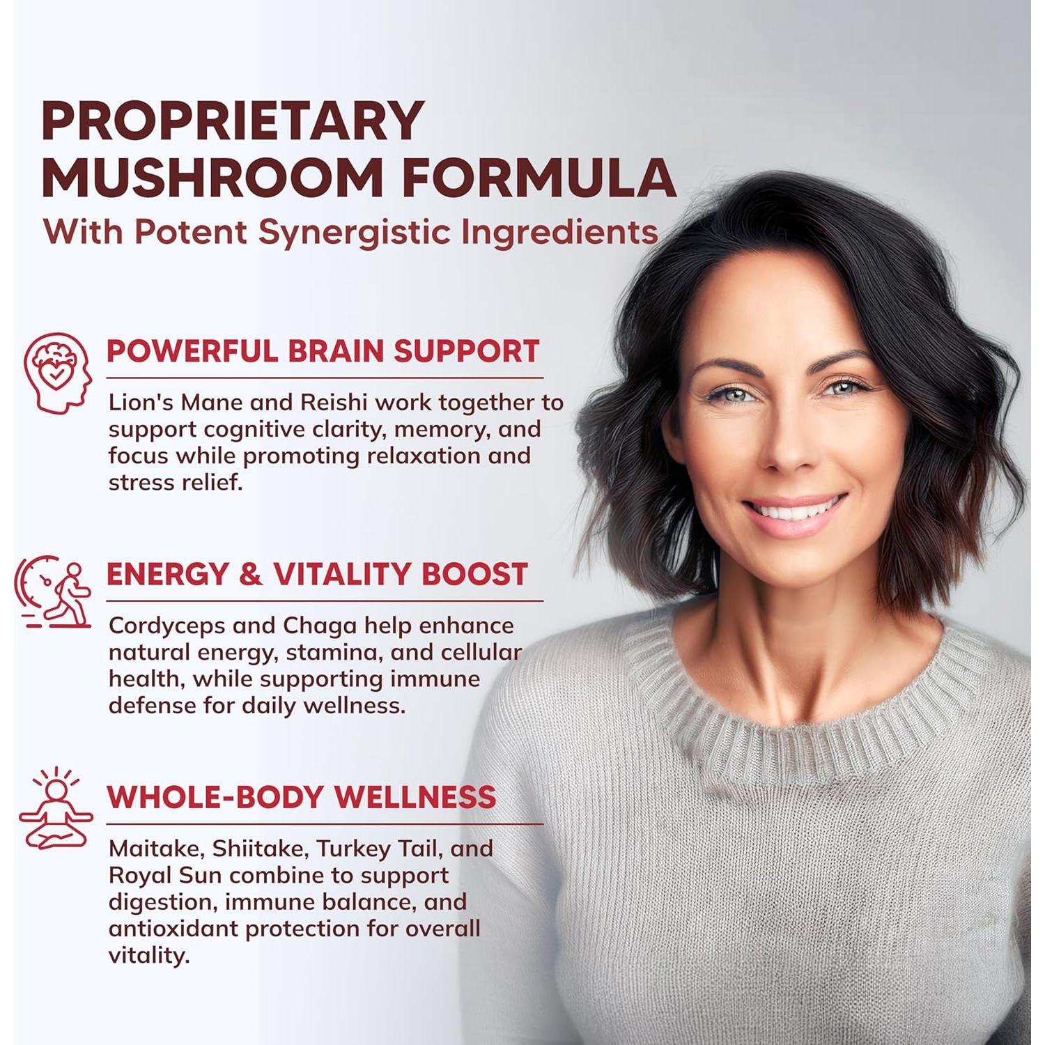 Gominolas de Champiñón aSquared Nutrition - 10x Melena de León, Reishi, Energía y Enfoque