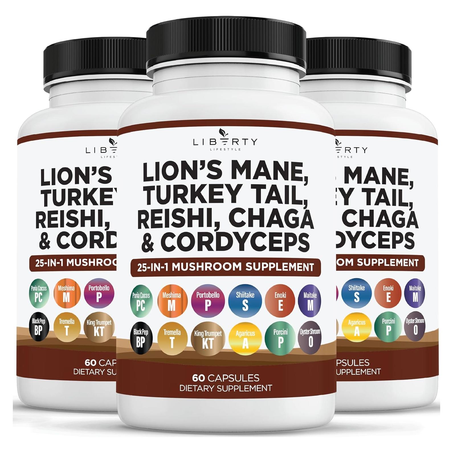 Suplemento de Hongo Melena de León y Reishi Liberty 180 Cápsulas