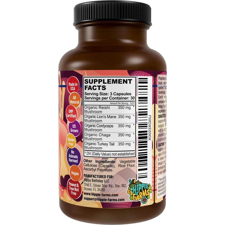 Suplemento de Hongos Hippie Farms - 5 Hongos 85g