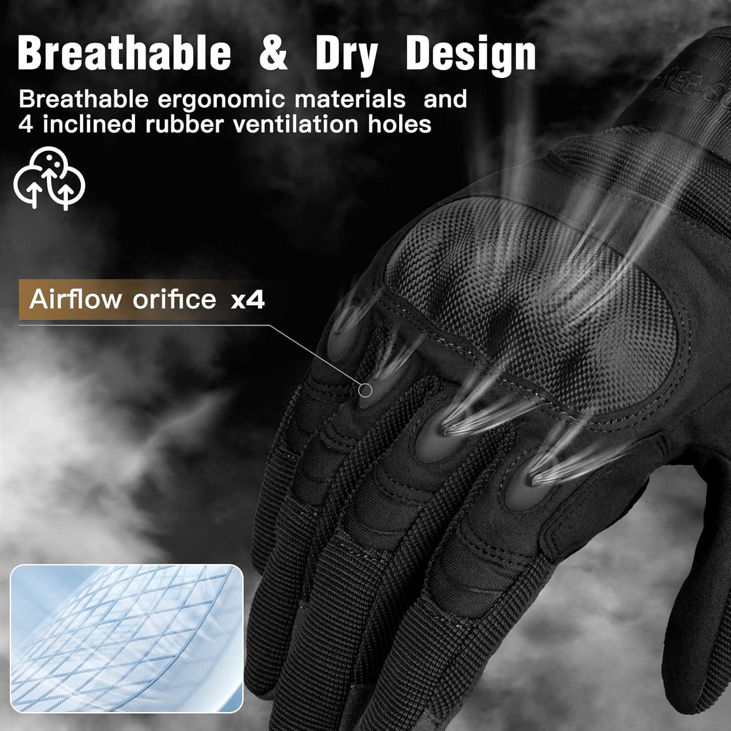 Guantes Tácticos Free Soldier para Hombres - Negro, Protección