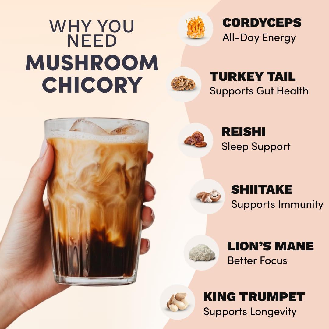 RYZE Champiñón Achicoria 30 Porciones - Café Descafeinado Keto