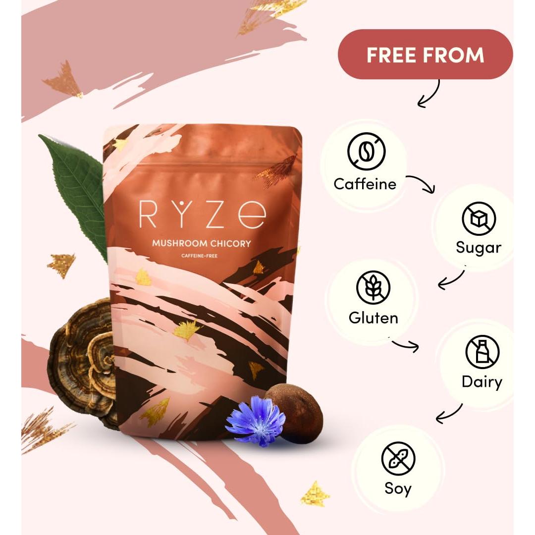 RYZE Champiñón Achicoria 30 Porciones - Café Descafeinado Keto