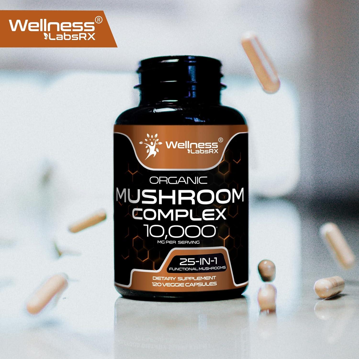 Cápsulas de Champiñón WellnessLabsRx 1000mg 120 Conteo