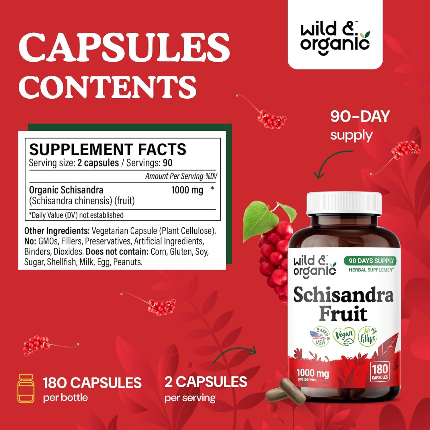 Cápsulas de Schisandra Silvestre Orgánica 180 Caps - Apoyo a la Calma