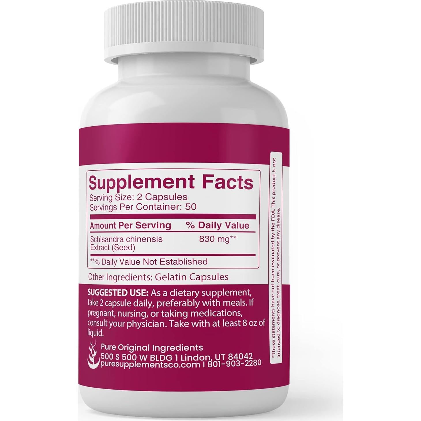 Extracto de Schisandra 100 Cápsulas Siempre Puro Sin Aditivos