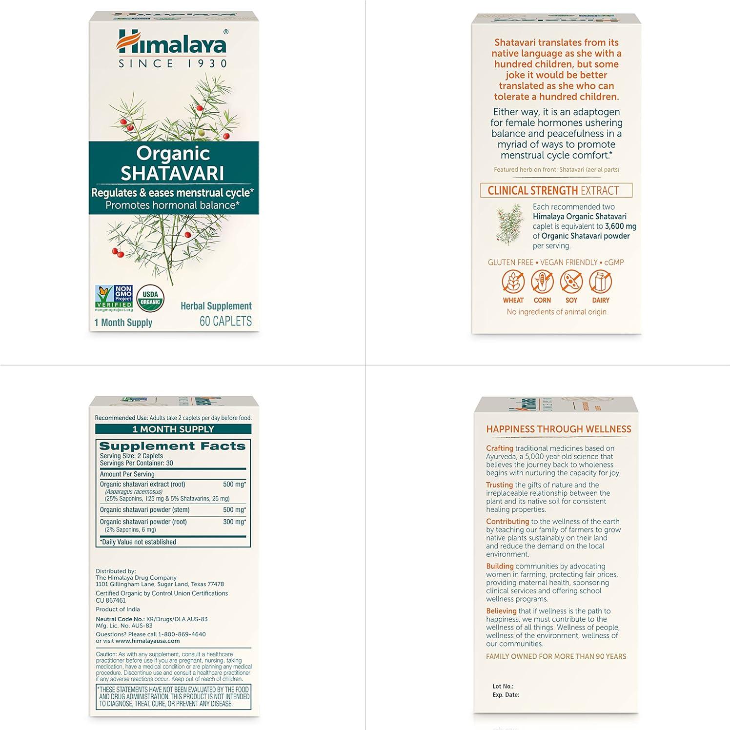 Himalaya Shatavari Orgánico 1300 mg 60 Comprimidos Salud Mujer