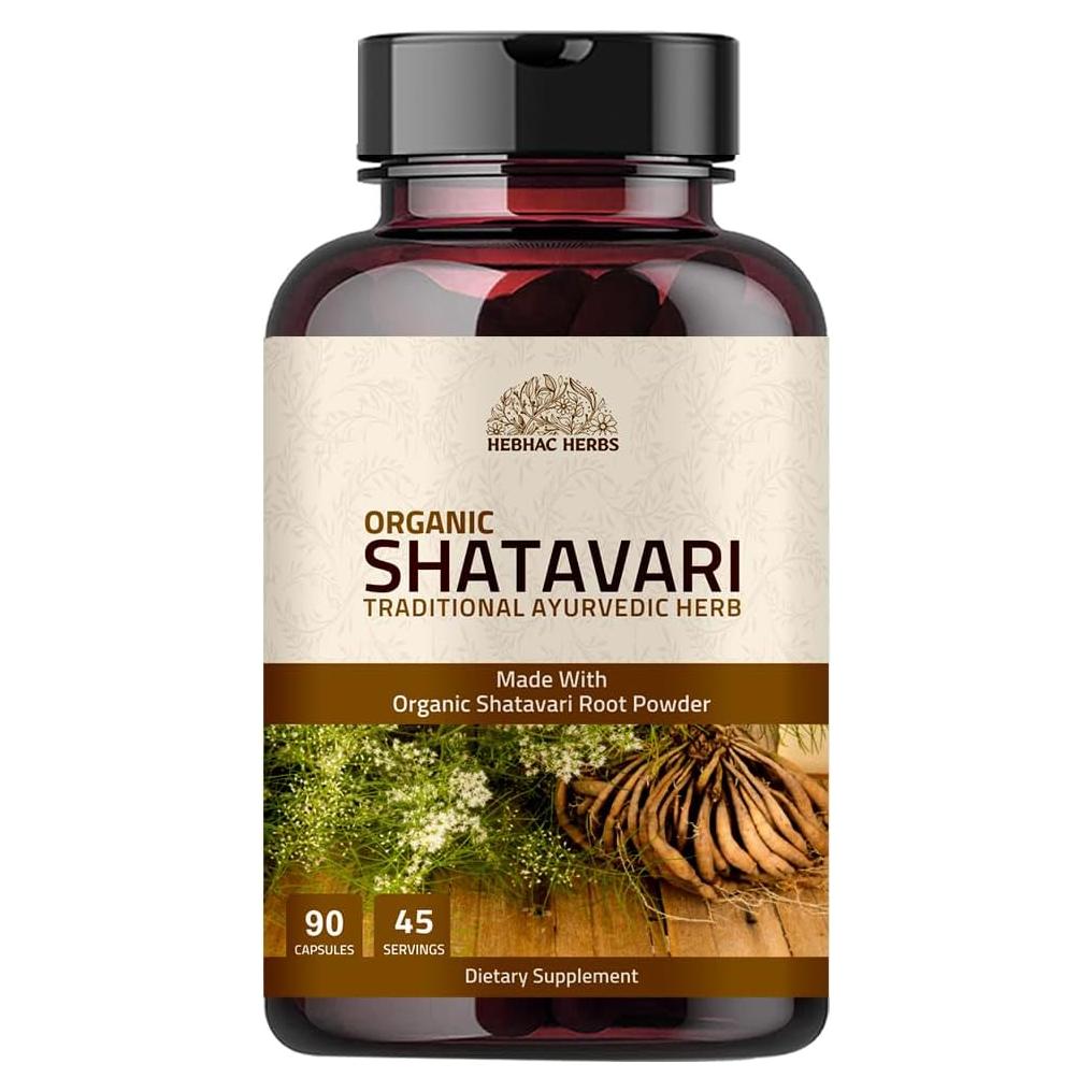 Cápsulas de Shatavari 1000mg Hebhac Herbs Orgánico 90 Unidades