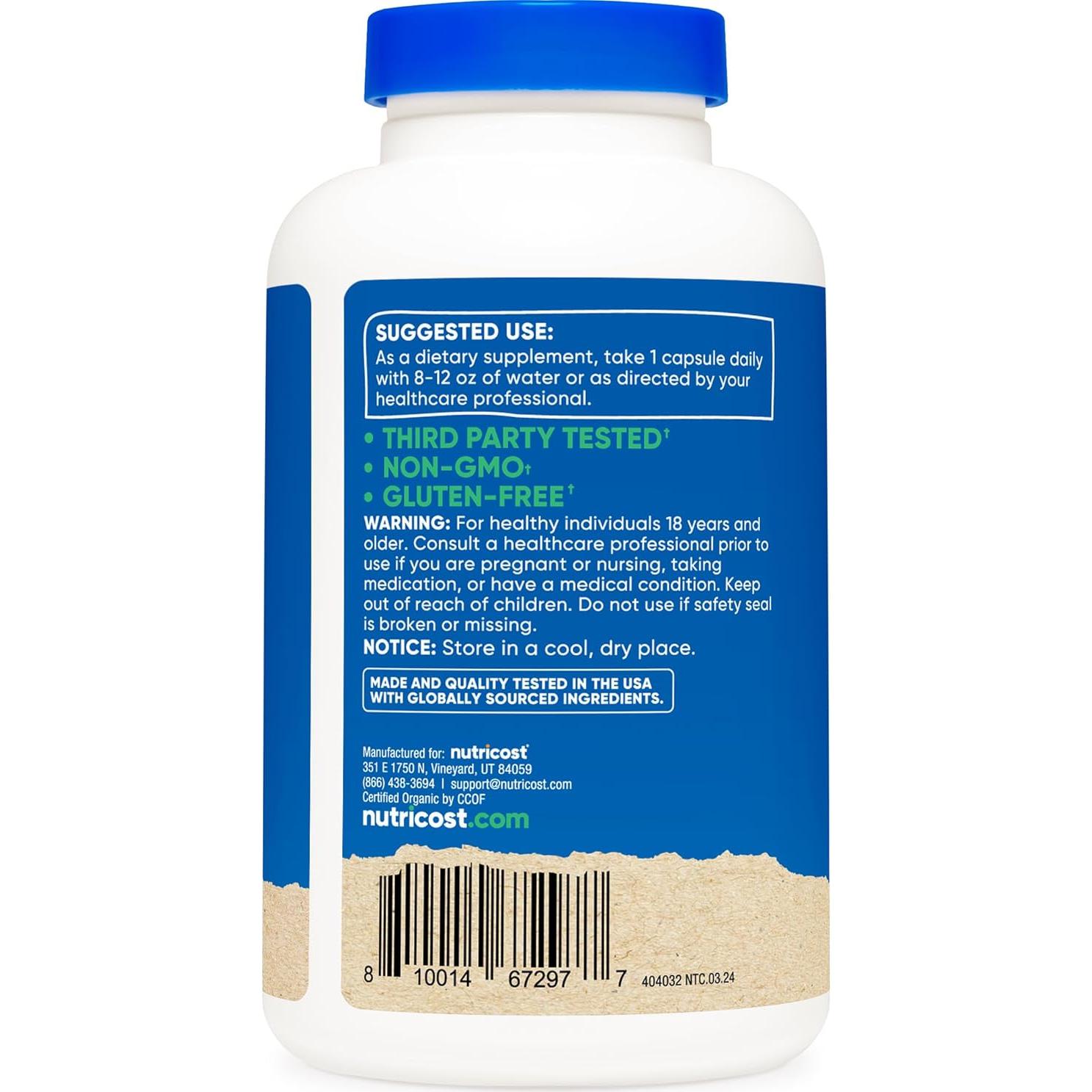 Cápsulas de Shatavari Orgánico Nutricost 600mg - 180 Unidades