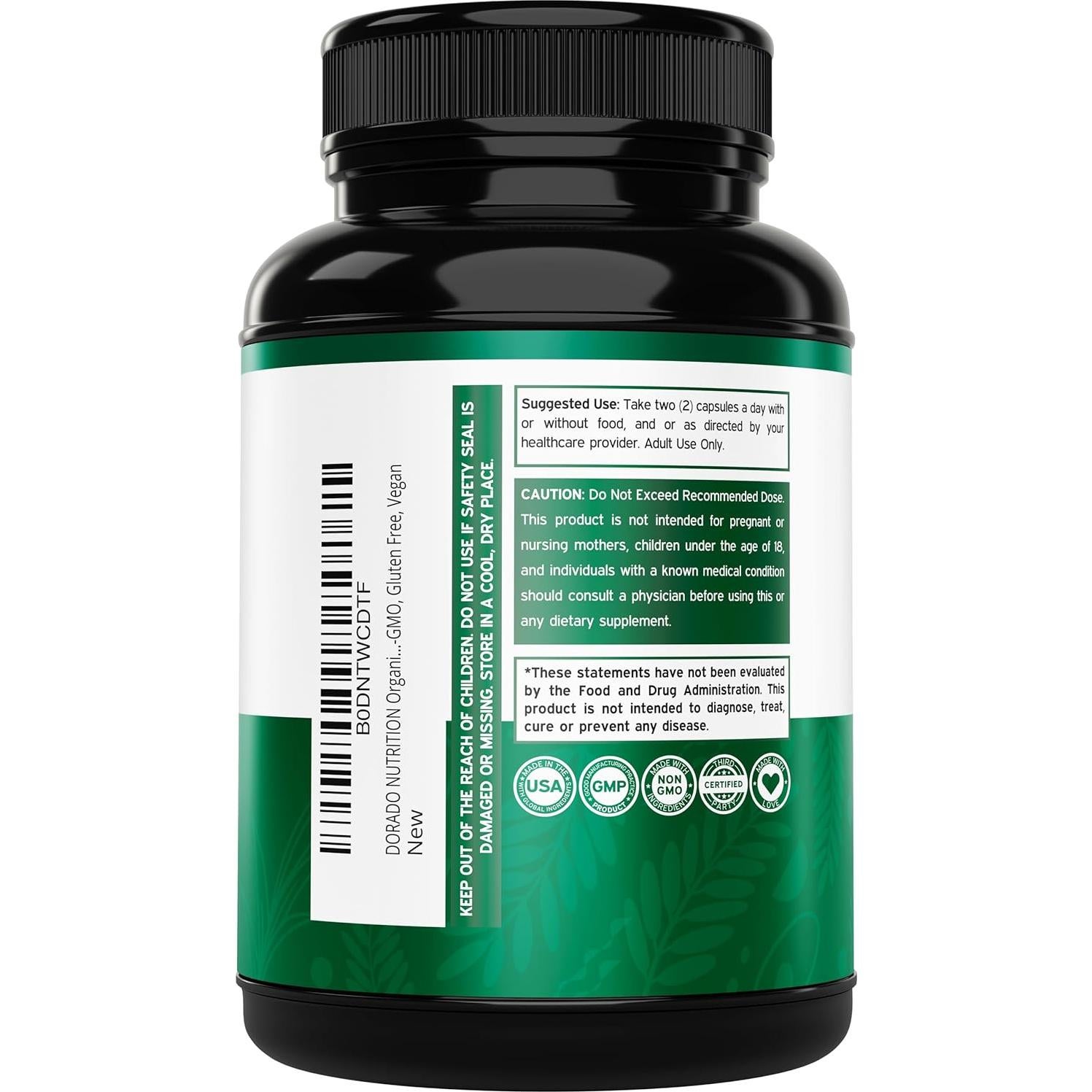 Cápsulas de Shatavari Orgánico 1000mg - Dorado Nutrition, 180 Unidades