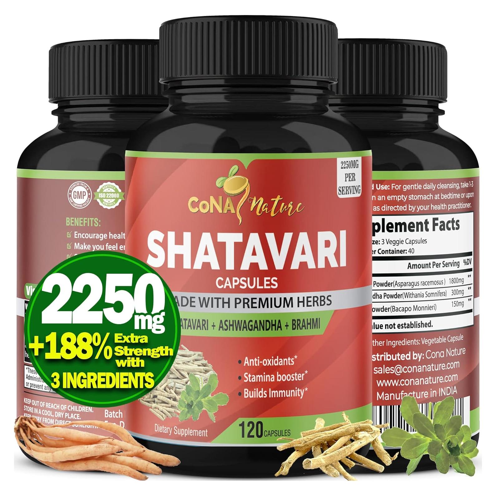 Cápsulas de Shatavari Orgánico 2250mg Cona Nature - 120 Veganas