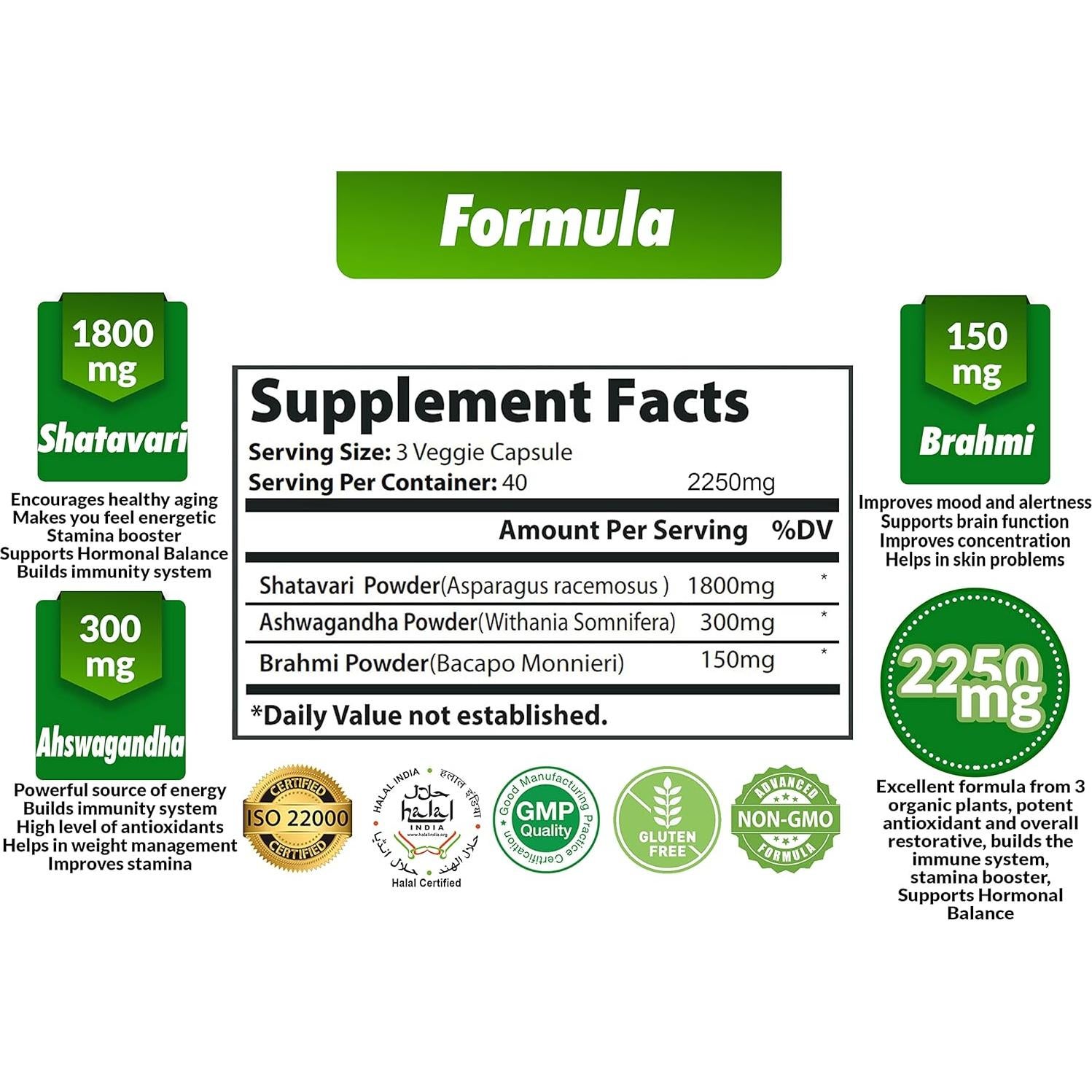 Cápsulas de Shatavari Orgánico 2250mg Cona Nature - 120 Veganas