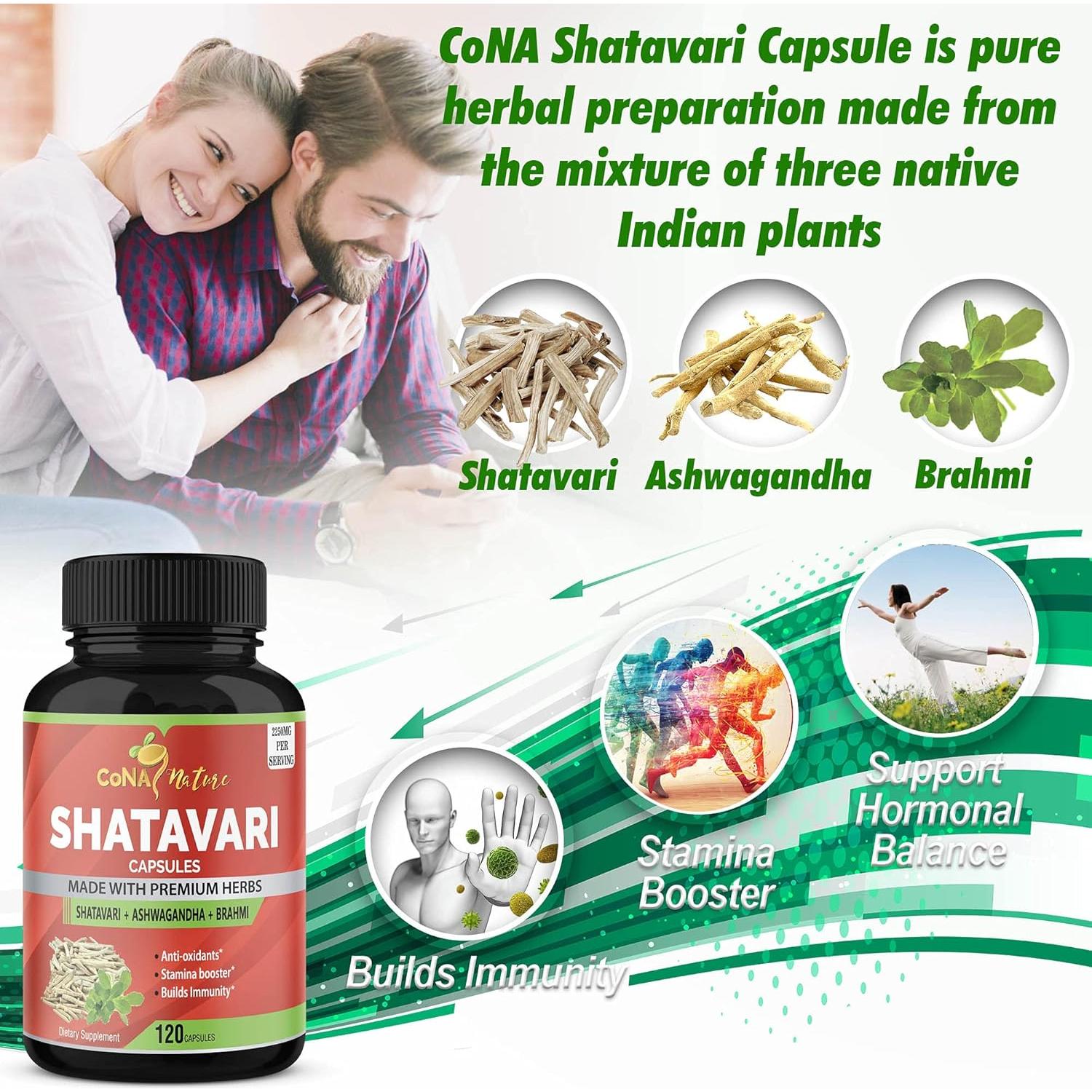 Cápsulas de Shatavari Orgánico 2250mg Cona Nature - 120 Veganas
