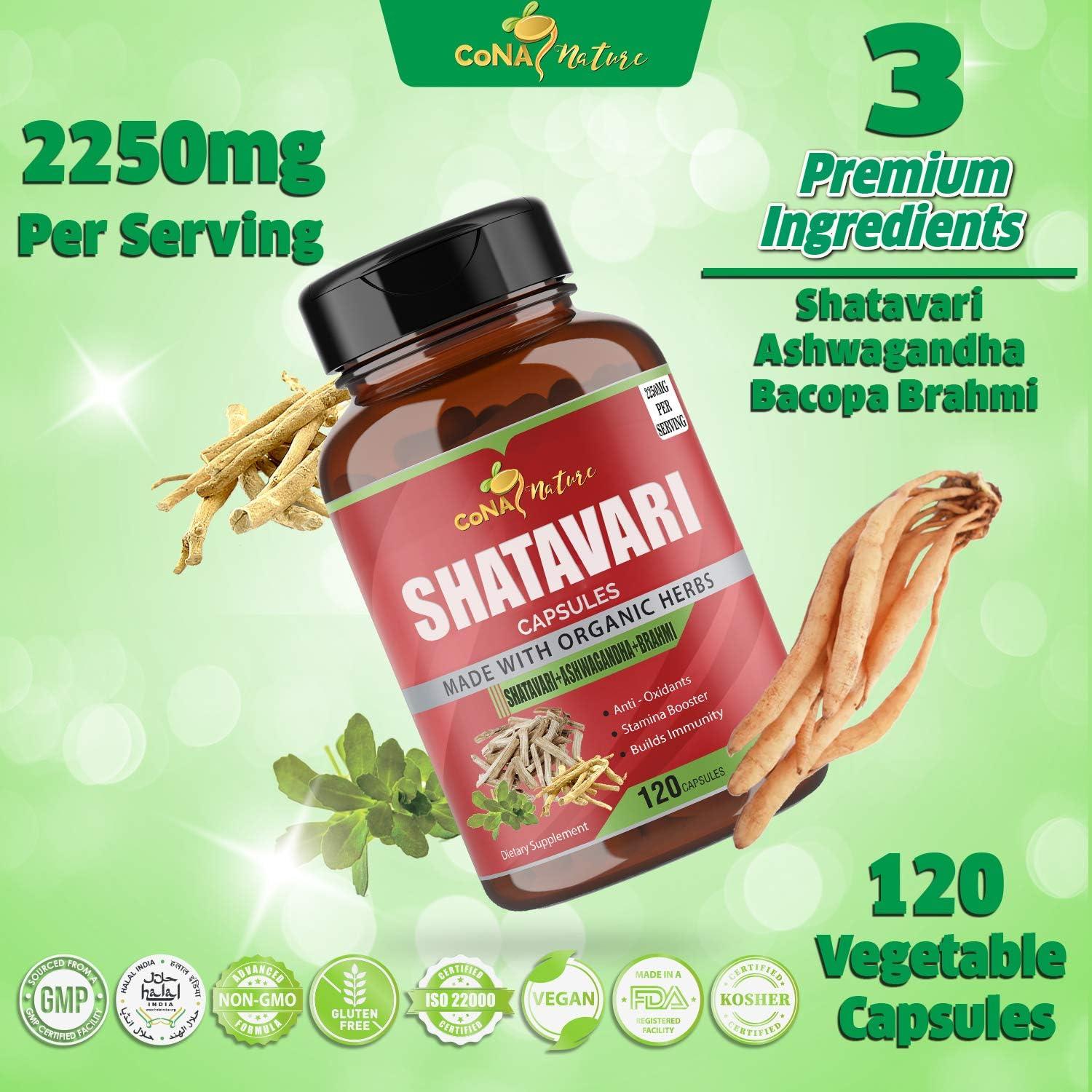 Cápsulas de Shatavari Orgánico 2250mg Cona Nature - 120 Veganas