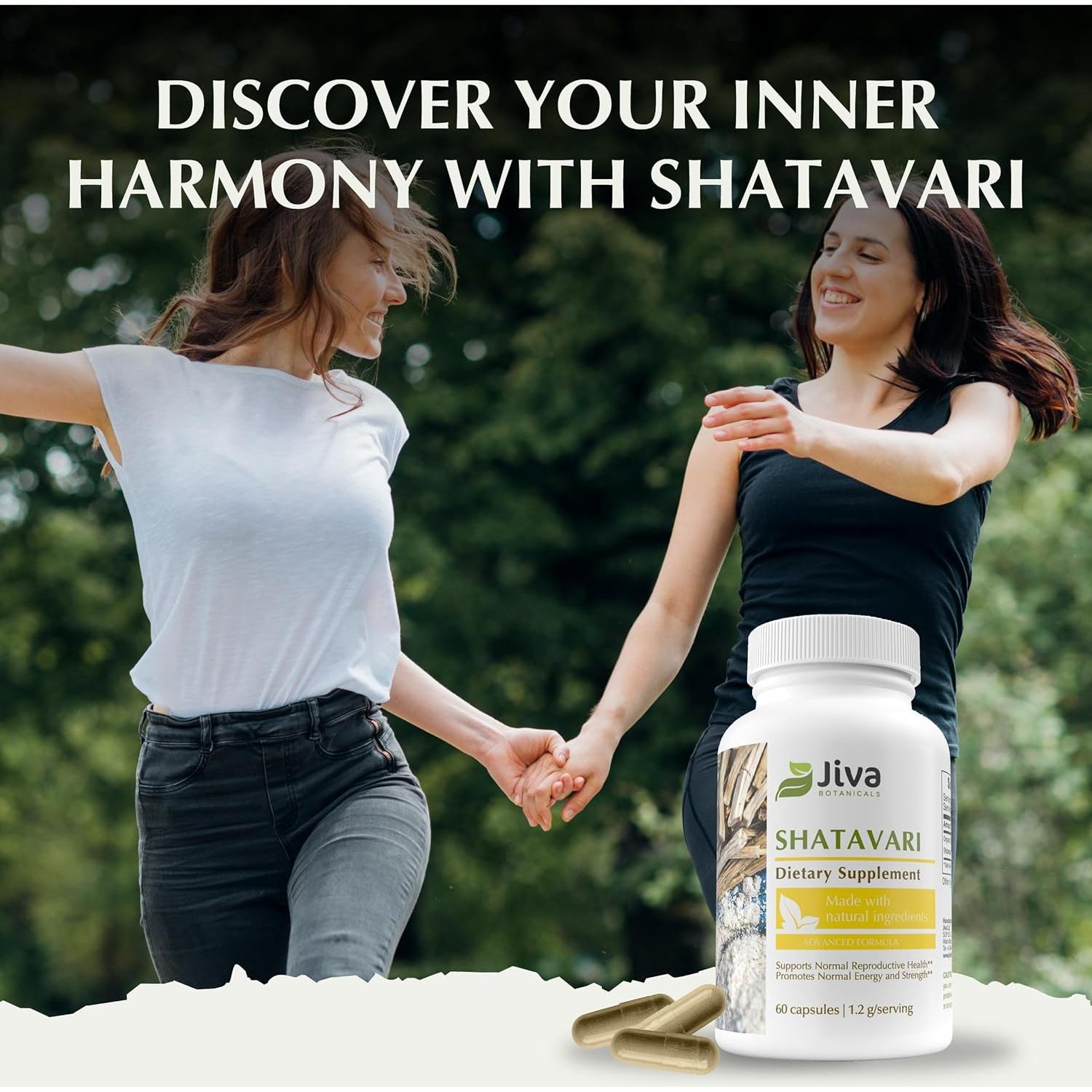 Suplemento Shatavari Jiva Botanicals 1200mg - 60 Cápsulas Veganas