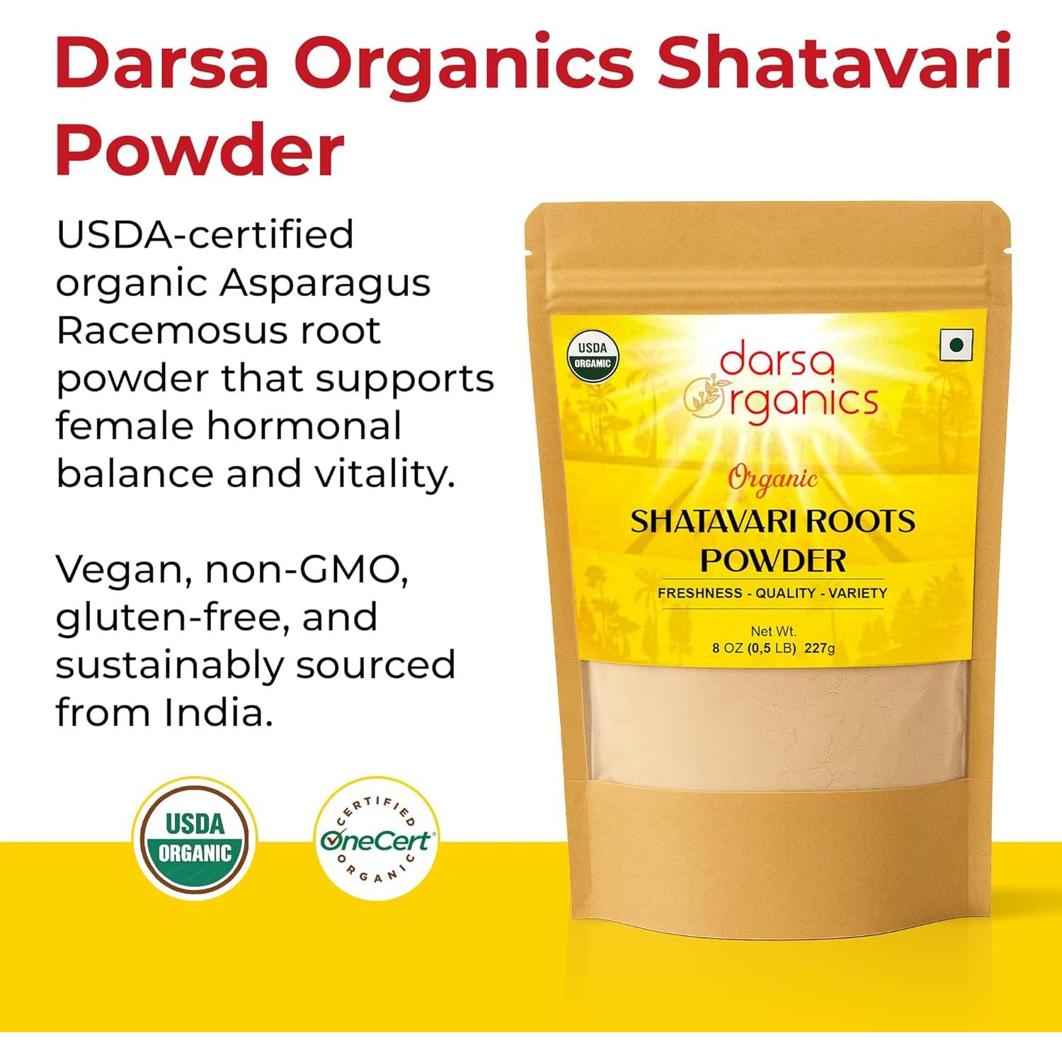 Polvo de Shatavari Orgánico Darsa 227 g - Equilibrio Hormonal Femenino