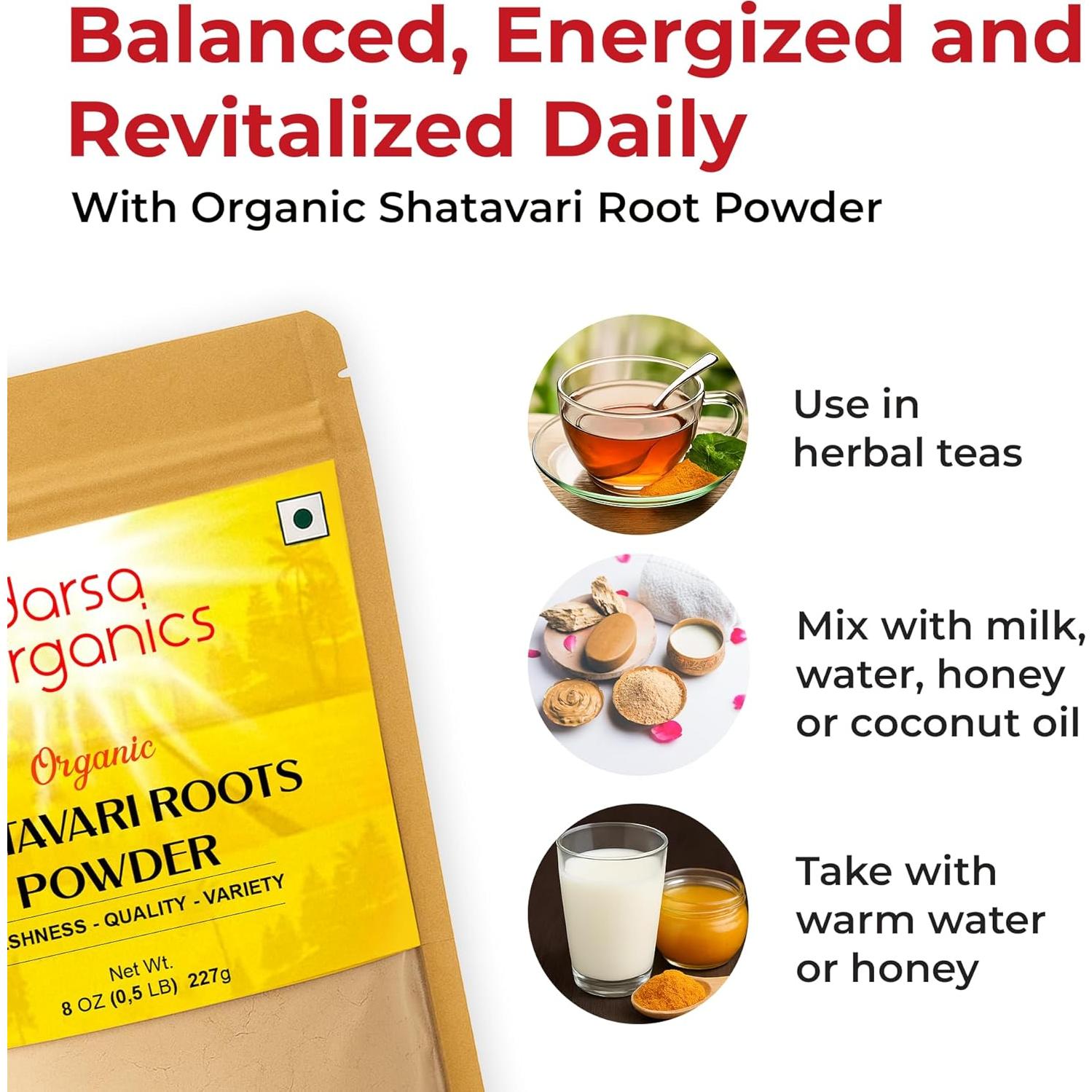 Polvo de Shatavari Orgánico Darsa 227 g - Equilibrio Hormonal Femenino