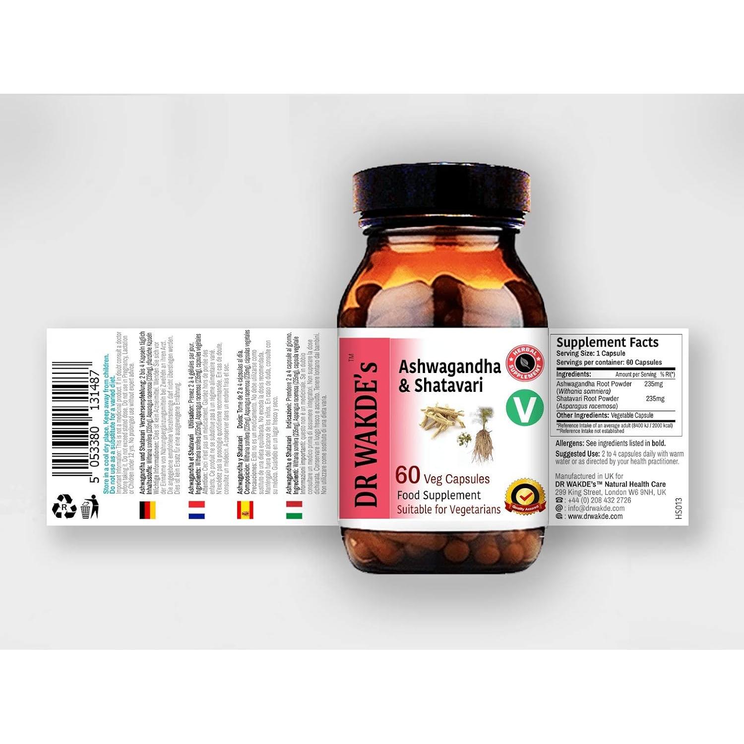 Cápsulas de Ashwagandha y Shatavari DR WAKDE - 60 Veganas