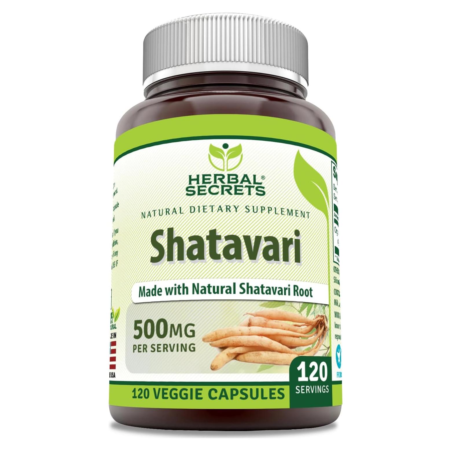 Suplemento de Shatavari Herbal Secrets 500 mg 120 Cápsulas Vegetales