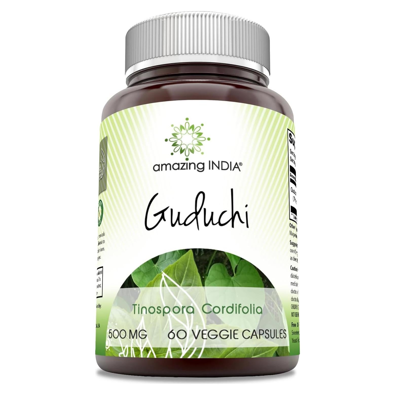 Suplemento Guduchi India Asombrosa 500 mg 60 Cápsulas Vegetarianas