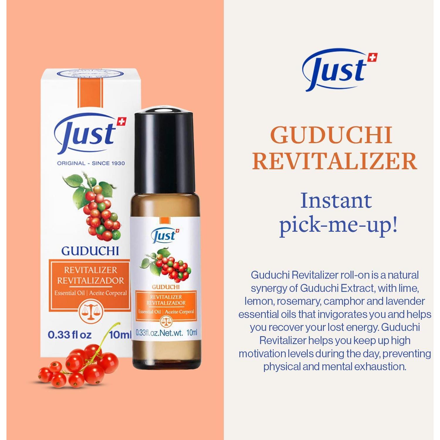 Roll-On Revitalizador Guduchi SwissJust 10 ml Aceites Esenciales