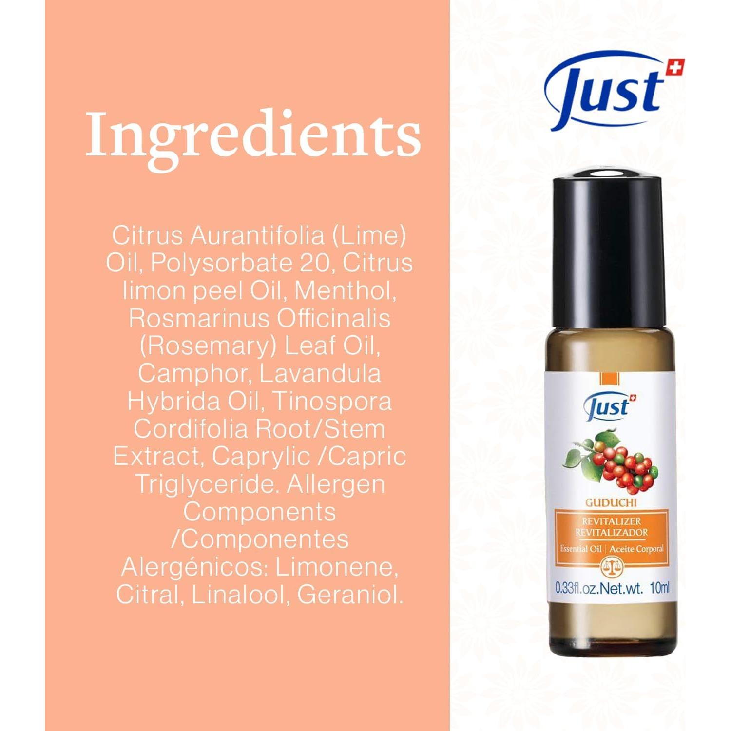 Roll-On Revitalizador Guduchi SwissJust 10 ml Aceites Esenciales