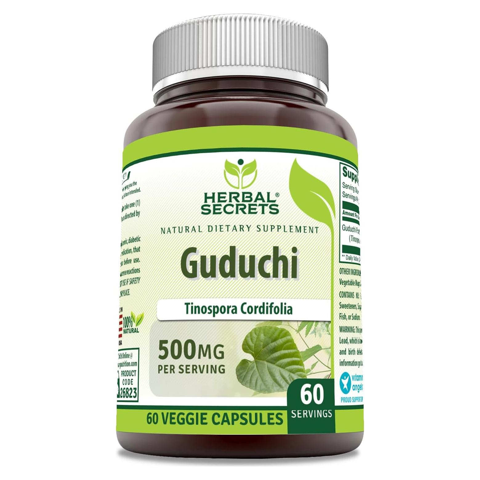 Suplemento de Guduchi Herbal Secrets 500 mg 60 Cápsulas Veganas