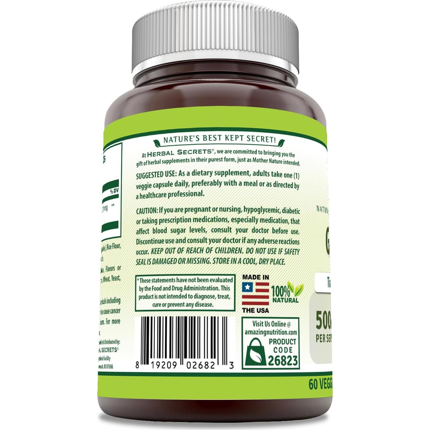 Suplemento de Guduchi Herbal Secrets 500 mg 60 Cápsulas Veganas